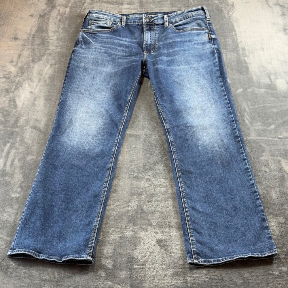 Silver Jeans Co Zac Relaxed Fit Straight Leg Blue Denim Jeans Size 36